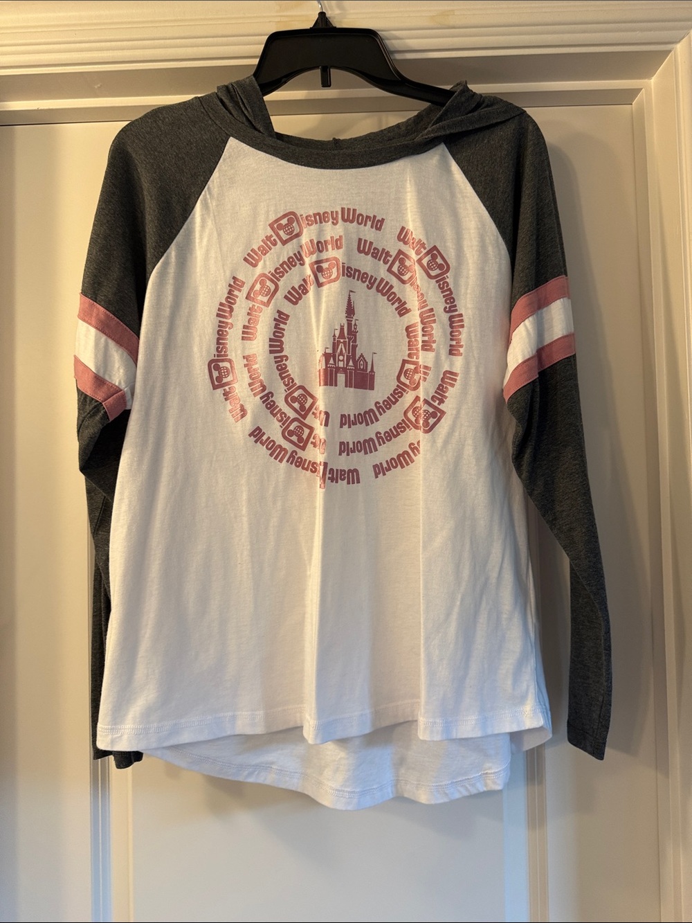 Disney Hooded Tee - White, Charcoal & Pink
